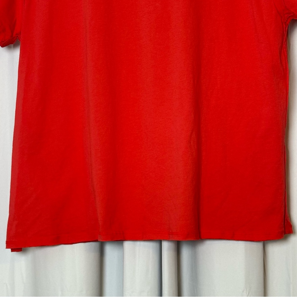 POL Raw Edge Oversized Cotton Tee Red Orange Large NWT - Picture 9 of 11
